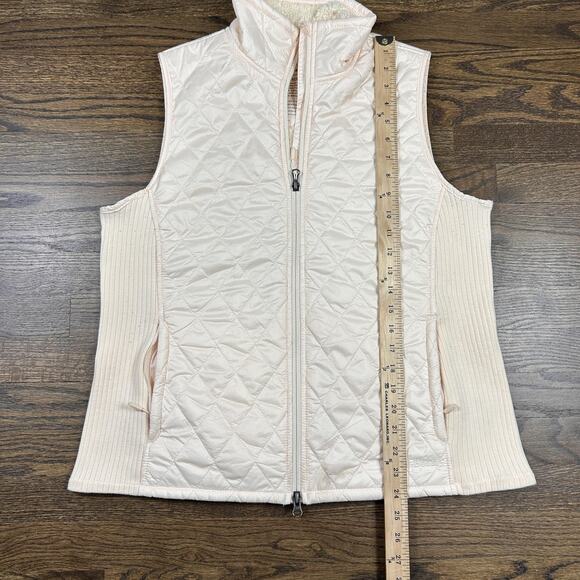 L.L. Bean Vest Womens Large White Quilted Fleece Lined Zip Pockets Sherpa - Picture 6 of 8